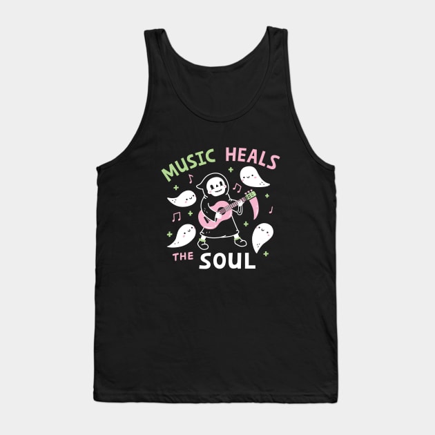 Music Heals The Soul, Grim Reaper Funny Tank Top by rustydoodle